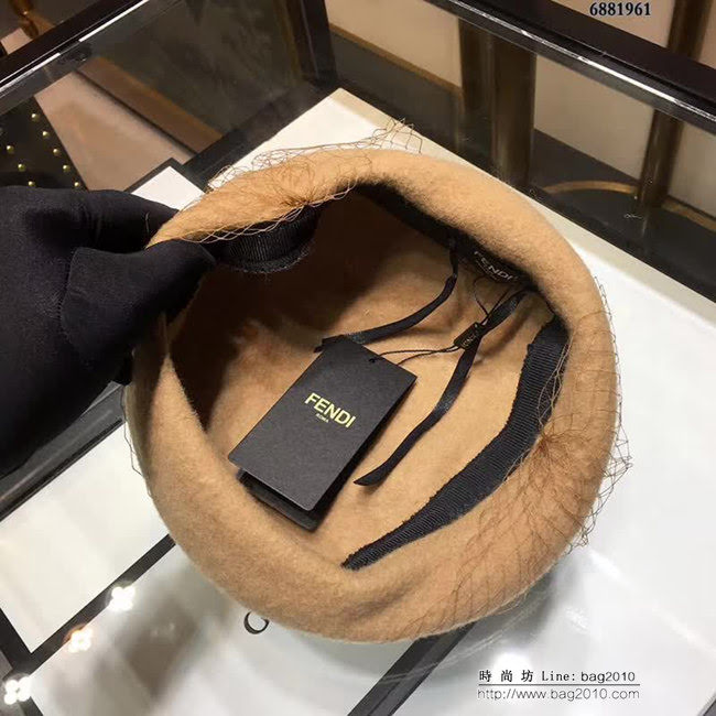 FENDI芬迪 代購品質 爆新款 網紗格子貝雷帽 6881961 LLWJ6765